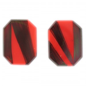 Two tone octagon, brown and red 33x24 mm