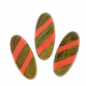 Two tone oval, khaki and orange 34x15 mm