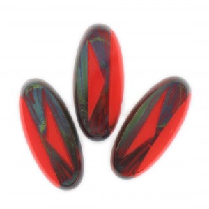 Two tone oval, brown and coral red 34x15 mm