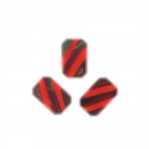 Octogone bicolore, marron et rouge 17x11 mm