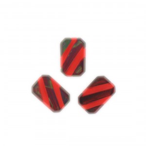 Two tone octagon, brown and red 17x11 mm