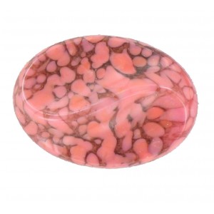 Oval light red coral matrix cabochon 25x18 mm