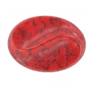 Oval dark red coral matrix cabochon 25x18 mm