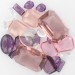Mix of stones, various shapes and dimensions for decoration, crystal amethyst rose
