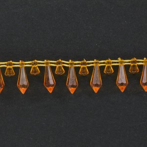 Banding with faceted plastic pendants on cotton thread, orange