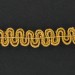 Galon avec tubes en verre, motifs vagues sur fil coton, doré