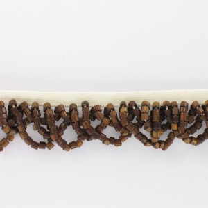 Banding with glass tubes on cotton band, brown