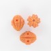 Olive bead with embossed patterns, orange 19x15 mm