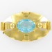 Oval brooch with aquamarine stone, gilded 59x35 mm