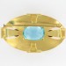 Oval brooch with aquamarine stone, gilded 59x35 mm