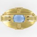 Oval brooch with light sapphire stone, gilded 59x35 mm