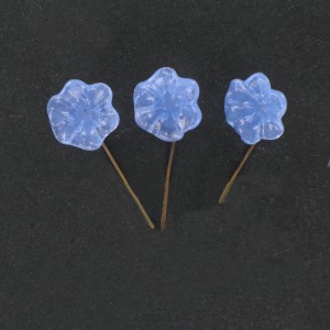 Fleur liseron sur tige en cuivre, opale bleu 14 mm