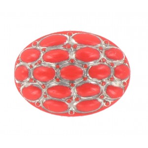 Oval coral red cabochon 25x18 mm