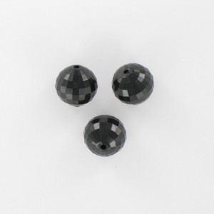 Perle ronde à facettes, noir 12 mm