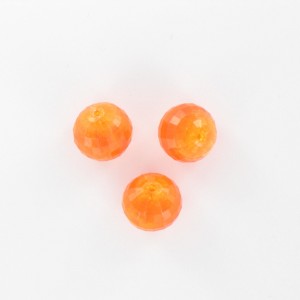 Perle ronde à facettes, orange 12 mm