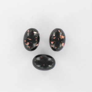 Olive bead with coppery spots, black 15x11 mm
