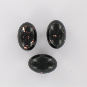 Olive bead with coppery spots, black 20x14 mm