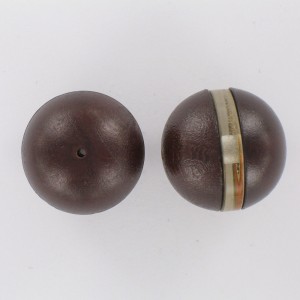 Plastic bead leather look with transparent equator, brown crystal 25 mm