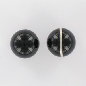 Plastic bead with metal look equator, black 20 mm