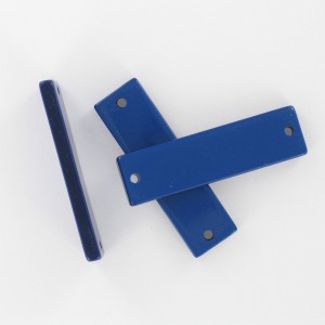 Rectangular plaque with 2 holes, dark blue 35x10 mm