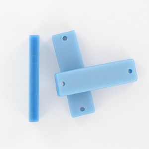 Rectangular plaque with 2 holes, light blue 35x10 mm