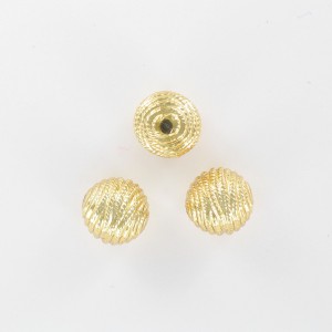 Perle striée, doré 12 mm