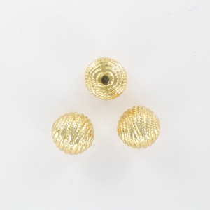 Striped bead, gilded 12 mm