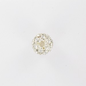 Perle boule avec strass, cristal argenté 15 mm