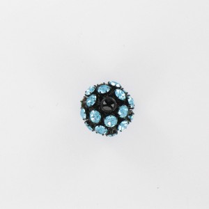 Ball bead with strass, aquamarine black 15 mm