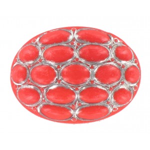 Oval coral red cabochon 40x30 mm