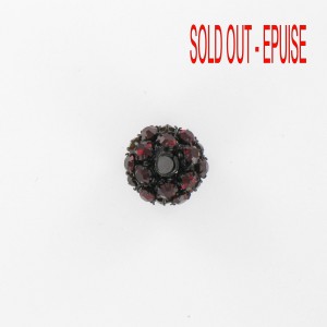 Ball bead with strass, ruby black 15 mm