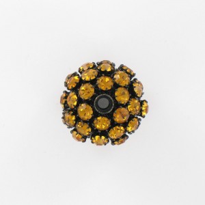 Ball bead with strass, topaz black 25 mm