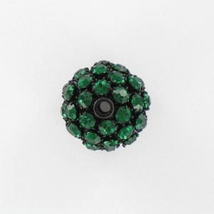 Ball bead with strass, emerald black 25 mm