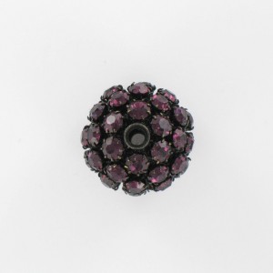 Perle boule avec strass, améthyste noir 25 mm