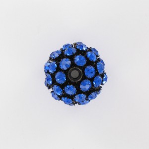 Perle boule avec strass, saphir noir 25 mm