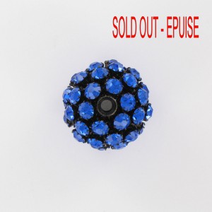 Ball bead with strass, sapphire black 25 mm