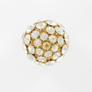 Perle boule avec strass, cristal doré 30 mm