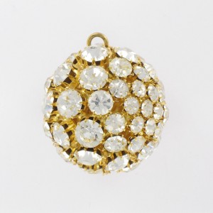 Ball with strass and one ring, gilded crystal 35 mm