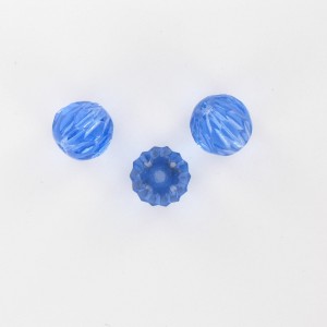 Striped bead with cut facets, sapphire 11 mm