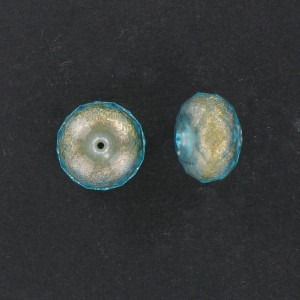 Faceted washer on gilt base, aquamarine 18x12 mm