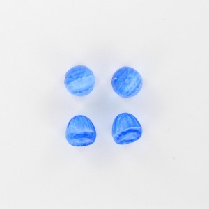 Conical bead ribbed, veined blue 9x8 mm