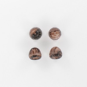 Conical bead ribbed, veined brown 9x8 mm