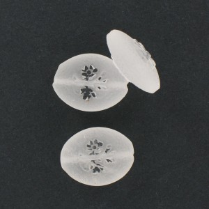 Oval matt bead with engraved flowers, crystal 21x17 mm