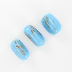 Perle à trois pans avec aventurine, bleu ciel 20x10 mm