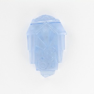 Pendant with embossed art deco pattern, light blue 40x26 mm