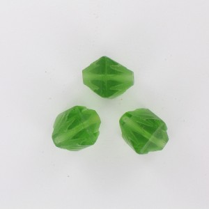 Double cone bead, mat green 15x12 mm