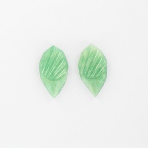 Striped cabochon and its brass cup, light green 22x12 mm