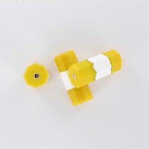 Faceted cylinder 2 colors, yellow and white 21x9 mm