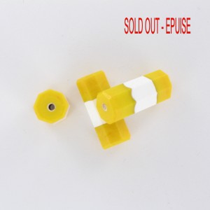 Faceted cylinder 2 colors, yellow and white 21x9 mm