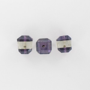 Bead with cut facets, amethyst and crystal 12x10 mm